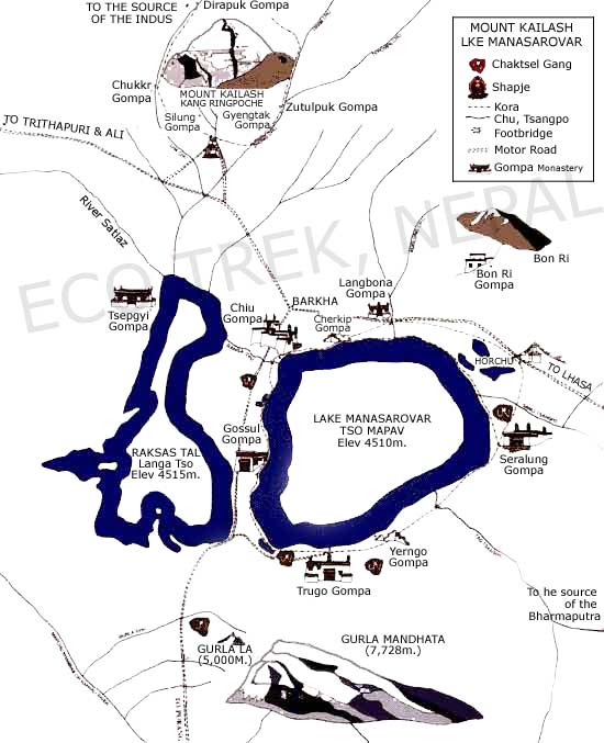 Tibet Mansarovar Route Map